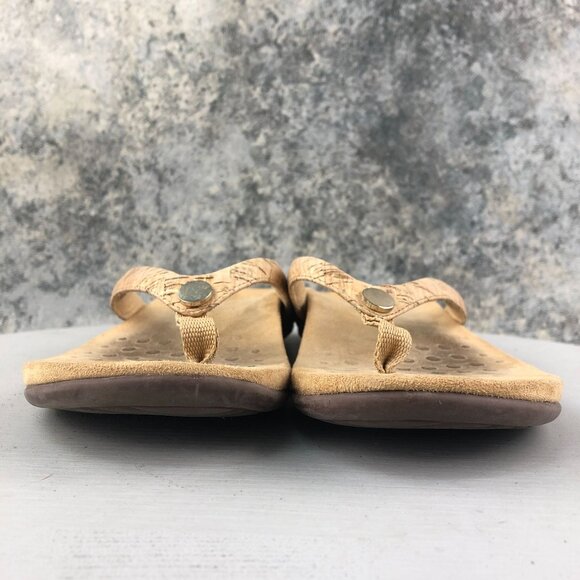 Vionic Women's Size 9 Mona Tan Cork Sole Open Toe Slip On Thong Flats Sandals - Picture 2 of 14